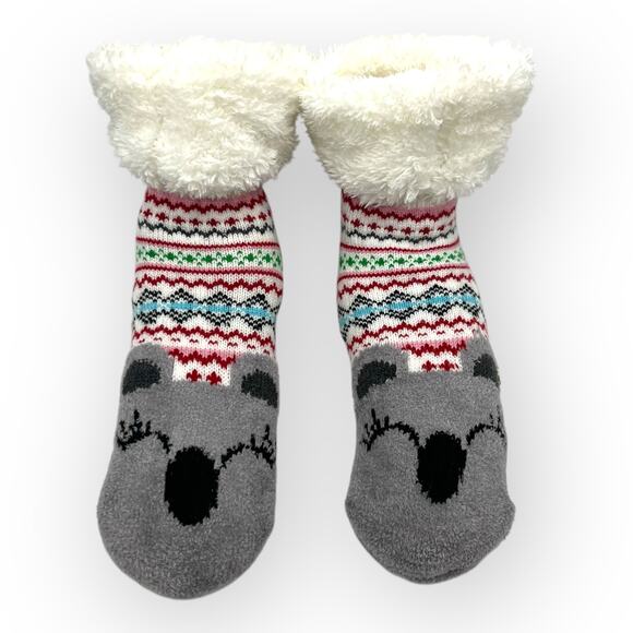 Juniors' So Cozy Slipper Socks Kuala Bear Fleece Lined No Slip Footies - Picture 7 of 13